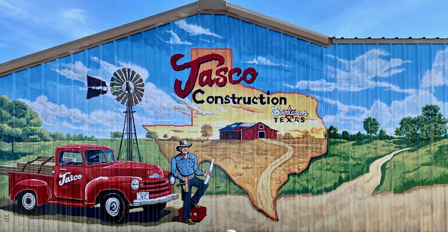 Jasco Construction headquarters and mural, Burleson Texas
